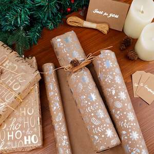 High Quality Wholesale 80g Christmas Kraft <b>Paper</b> <b>Tissue</b> 43*300cm Gift Luxury Custom Birthday Packaging <b>Wrapping</b> <b>Paper</b> Roll - Product Image 1