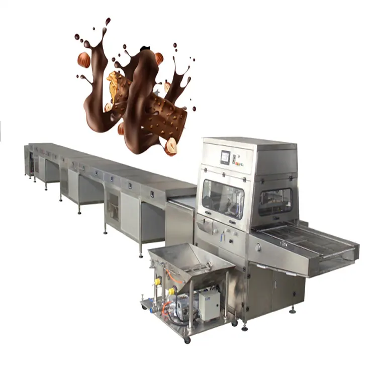 Chocolate Drizzle with Cooling Tunnel Chocolate Coating Chocolate Enrobing Machine