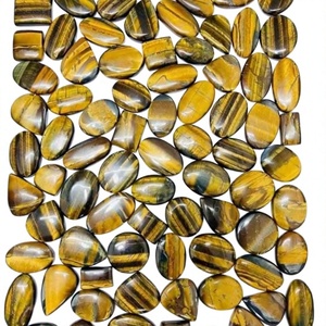 FAIJAN GEMS C28 Natural <b>Tiger</b> <b>Eye</b> Gemstone Smooth Beads Cabochon Certified Stretch Bracelet Natural Yellow Customizable Size - Product Image 1