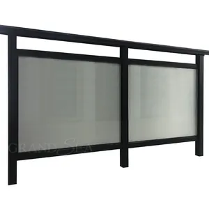 Nero in alluminio ringhiera del balcone di vetro progettazione del sistema
