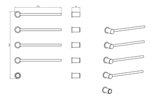 Sèche-serviettes électrique moderne à style dissimulé, 5 barres chauffantes, avec étagère en <span class=keywords><strong>verre</strong></span>, en acier, pour une assurance qualité - Product Image 6
