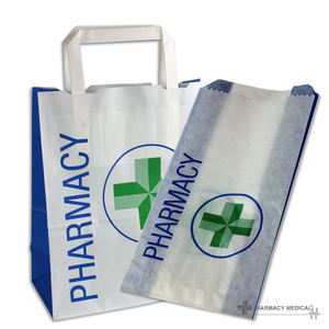 Sac en papier kraft blanc biodégradable écologique avec logo imprimé personnalisé voyage aérien imprimé flexo SOS Prescription maladie médicale - Product Image 6