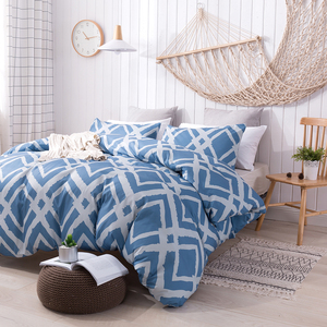 2024 nuovo Design <span class=keywords><strong>copripiumino</strong></span> in microfibra stampato <span class=keywords><strong>blu</strong></span> <span class=keywords><strong>copripiumino</strong></span> con motivo geometrico moderno per la casa - Product Image 4