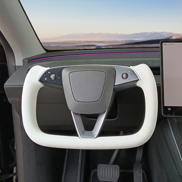 Yoke Handle Steering Wheel With Heating Custom Sport Racing Nappa Leather Handle for Tesla New Model Y Juniper 2025