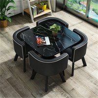 Ensemble de table à manger carrée moderne, gain de place, style sud-américain, chaise en métal carbone pour la maison, la chambre à coucher, le salon ou le restaurant