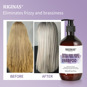 Shampooing capillaire argenté Riginas, dites adieu au jaune, 500 ml, shampooing violet, marque privée pour salon - Product Image 6
