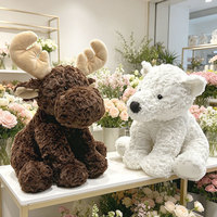 Peluche en fil torsadé en gros, figurine d'animal assise en polyester doux, renard, lion, singe, renne, jouet mignon de 25 cm, cadeau
