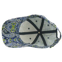 Casquette de baseball personnalisée à 6 panneaux avec imprimé cachemire central, fabrication en gros, chapeaux sur mesure, visière incurvée réglable, vente en gros