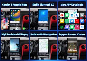 Radio de coche con Android Auto, audio estéreo, GPS, navegación, reproductor multimedia, Carplay inalámbrico para Nissan GTR R35 2008-2015 con pantalla táctil - Product Image 6