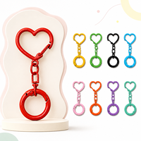 Porte-clés Cœur Couleur Bonbon avec Fermoir à Pression et Chaîne, Anneau en O à Ressort pour Accessoires, Bricolage, Artisanat, Support de Clés, Breloque de Sac