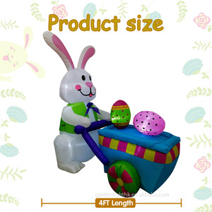 Inflable de Conejo de Pascua de 4 Pies con Carrito, Resistente al Agua, con Luces LED Integradas, Decoración para Interiores y Exteriores - Product Image 2