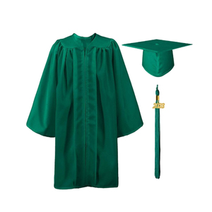 Gaun wisuda anak SD uniseks, Gaun Matte dengan topi untuk anak-anak - Product Image 1