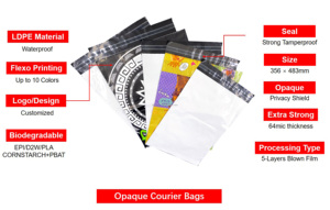 Bolsa de Correo de Polipropileno Biodegradable D2W Ecológica con Impresión Personalizada, Bolsa de Plástico Autosellable de 60 Micras para Envío de Ropa - Product Image 5