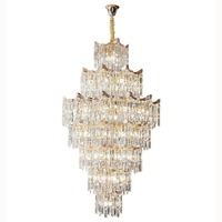 Lustres de plafond de luxe Yingduan Villa Hotel Crystal Gold LED à intensité variable 6000K lumière du jour pour salon et restaurant