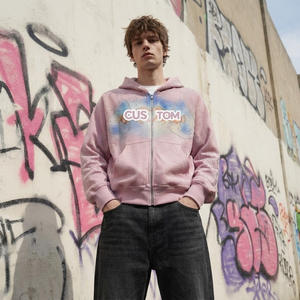 Sweat à capuche zippé personnalisé pour homme, style streetwear basique, vêtement brodé de strass, sweat à capuche de créateur - Product Image 1