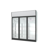 Vente directe d'usine 3 portes vitrées 0~10 ℃   Refroidisseur de boissons avec compresseur monté sur le dessus, équipement de réfrigération