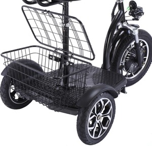 Triciclo Eléctrico 48V 12A con Motor sin Escobillas, Alcance de 25-35km, para Personas Mayores, Compras, con Asiento y Cesta - Product Image 4