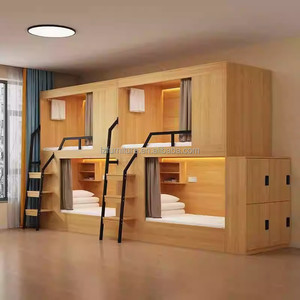 Modern King-Size Solid Oak Wood Capsule Bed Melamine Panel for Hotel School Dormitory Hostel Hospital Use-Customizable Color - Product Image 5