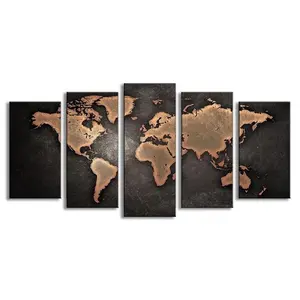 Enorme Mapa do Mundo Preto Pinturas sobre Lona HD Mapa do Mundo Abstrato Pintura Em Lona Escritório Wall Art Home Decor Imprimir Personalizado