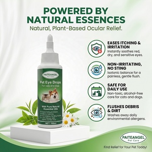 Gouttes oculaires pour animaux de compagnie 100ml, extrait d'huiles essentielles naturelles, nettoyant pour les <span class=keywords><strong>yeux</strong></span> des chiens, éliminateur de taches de larmes pour chats, sans picotements, GMP, OEM personnalisé - Product Image 1