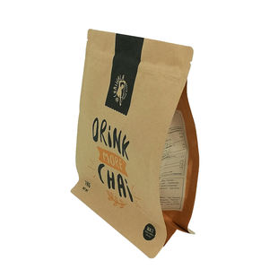 Emballage alimentaire à fond plat OEM, pochette debout de haute qualité, sac en papier Kraft biodégradable 100% recyclé - Product Image 2