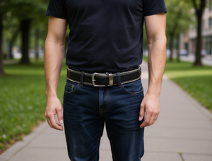 Cinturón Tejido para Hombre con Hebilla de Aleación, 4.0 cm de Ancho, 125 cm de Largo, Acabado Plateado - Product Image 2