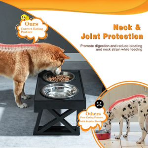 Comedero para perros <span class=keywords><strong>2</strong></span> en 1 con platos de acero inoxidable y 1 cuenco comedero lento <span class=keywords><strong>3</strong></span> cuencos elevados ajustables en altura para perros - Product Image 4