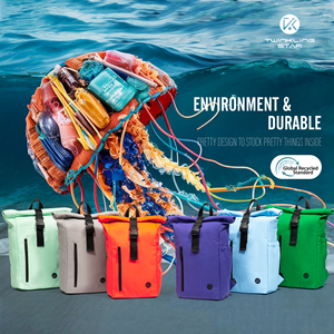 Mochila enrollable impermeable GRS ecológica de TK Vietnam, bolsa deportiva informal de nuevo diseño con cremallera de poliéster para jóvenes - Product Image 5