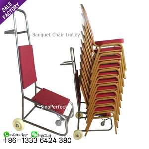 Chariot de transport pour chaises de fête, prix d'usine, chariot de transport pour hôtel, chariot en métal empilable, chariot pour chaises de mariage, chariot pour chaises de salle à manger avec deux roues - Product Image 2