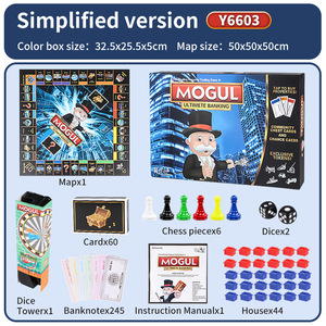 Jeu de société Monopoly anglais, <span class=keywords><strong>carte</strong></span> du monde épaissie, jeu de société en plastique Tycoon Immobilier, pour 14 ans et plus, vente en gros Tycoon Immobilier - Product Image 6