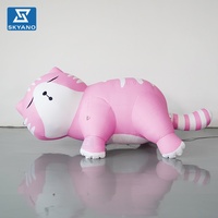 Modèle de chat rose gonflable personnalisé, mascotte animale gonflable pour la publicité extérieure et la décoration d'événements