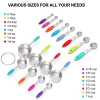 Peralatan Dapur Grosir Pabrik Set Gelas dan Sendok Ukur Digital Stainless Steel dengan Gagang Silikon Berwarna