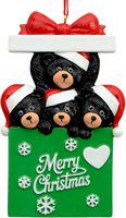 Ornement de Noël pour famille de 4 personnes 2027 avec famille d'ours noirs personnalisée