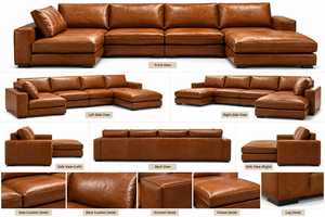 Canapé sectionnel en cuir en forme de U de qualité supérieure avec une silhouette moderne sophistiquée, sièges rembourrés confortables pour les maisons haut de gamme - Product Image 4