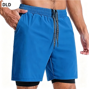 Shorts de course athlétiques 2 en 1 pour hommes, shorts de basketball à séchage rapide avec doublure de compression, shorts d'entraînement de gym avec poches - Product Image 3