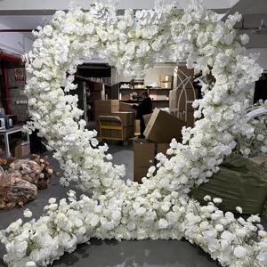 Decoración de fondo de alquiler de boda personalizada, rosas blancas artificiales, fila de flores de imitación, arco de corazón de flores rosas <span class=keywords><strong>para</strong></span> alquiler de <span class=keywords><strong>eventos</strong></span> de boda - Product Image 6