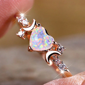 <span class=keywords><strong>Anillo</strong></span> de ópalo de fuego blanco arcoíris, anillos de Luna pequeña de Color rosa dorado y plateado para mujer, alianzas de boda, <span class=keywords><strong>anillo</strong></span> de compromiso de <span class=keywords><strong>piedra</strong></span> ovalada, joyería - Product Image 1