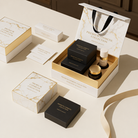 Coffret Cadeau Cosmétique de Luxe Imperméable à Motif Marbre, Boîte Rigide avec Estampage à Chaud Doré et Poignée, Emballage Premium pour Marques de Beauté