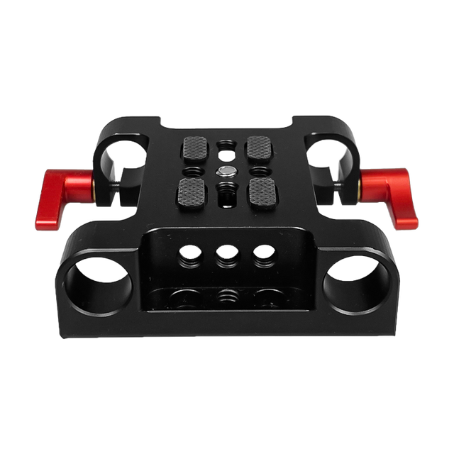 Multifunction Aluminum Alloy Camera Base Plate with 15mm Rod Rail Clamp 1/4''-20 & 3/8''-16 Threads for DSLR Camera Shoulder Rig