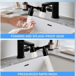 Prolongateur de robinet 1080 °   Prolongateur de robinet rotatif avec bras robotisé, adapté aux salles de bain et aux cuisines, avec 2 modes de débit d'eau - Product Image 6