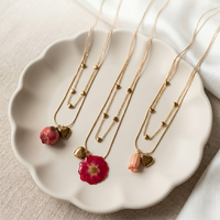 Collier romantique en acier inoxydable avec pendentif cœur et fleurs de lys de la vallée, cadeau d'amour pour la Saint-Valentin