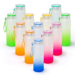 Bouteille en verre ombré tendance de 500 ml avec couvercle pour jus de petit-déjeuner - Product Image 3