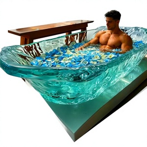 Table basse en résine de style italien, durable, en fibre de verre et acrylique, sculpture de mobilier de maison pour salon - Product Image 1