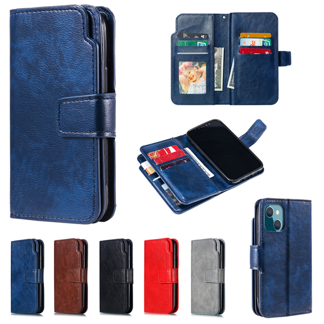 Fashion Wallet Phone Cases Leather Holder Cover With 9 Cards for Samsung Galaxy S24 Ultra S23 FE A21 J5 J6 J7 J8 A03S A03 A35