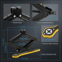 Cric à ciseaux robuste de 2 tonnes avec poignée à cliquet, kit d'outils de levage d'urgence portable pour véhicule