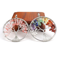 Usine directe coloré pierre naturelle clair Quartz cornaline amour cadeaux cristal vie arbre Fortune collier