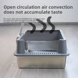 Bac à <span class=keywords><strong>litière</strong></span> pour <span class=keywords><strong>chat</strong></span> en acier inoxydable XXL, extra large, côtés hauts, sans odeur, anti-fuite d'urine, non collant. - Product Image 2