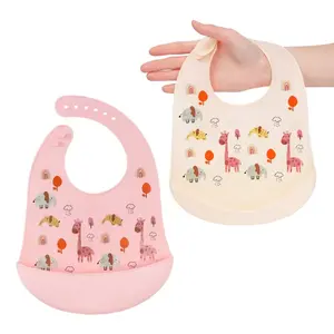 Adjustable Waterproof Design Easy Wipe Low Price Silicone Bibs For New Born Baby