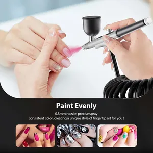 Kit aérographe sans fil avec compresseur, ensemble portable sans fil à faible bruit et performance stable pour le nail art, la décoration de gâteaux, le tatouage - Product Image 4