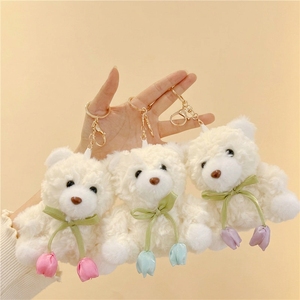 Gantungan Kunci Boneka Beruang Teddy Custom dengan Pita Tulip Grosir, Liontin Hewan Boneka Lembut, Mainan Beruang Lucu untuk Hadiah & Gantungan Tas - Product Image 1
